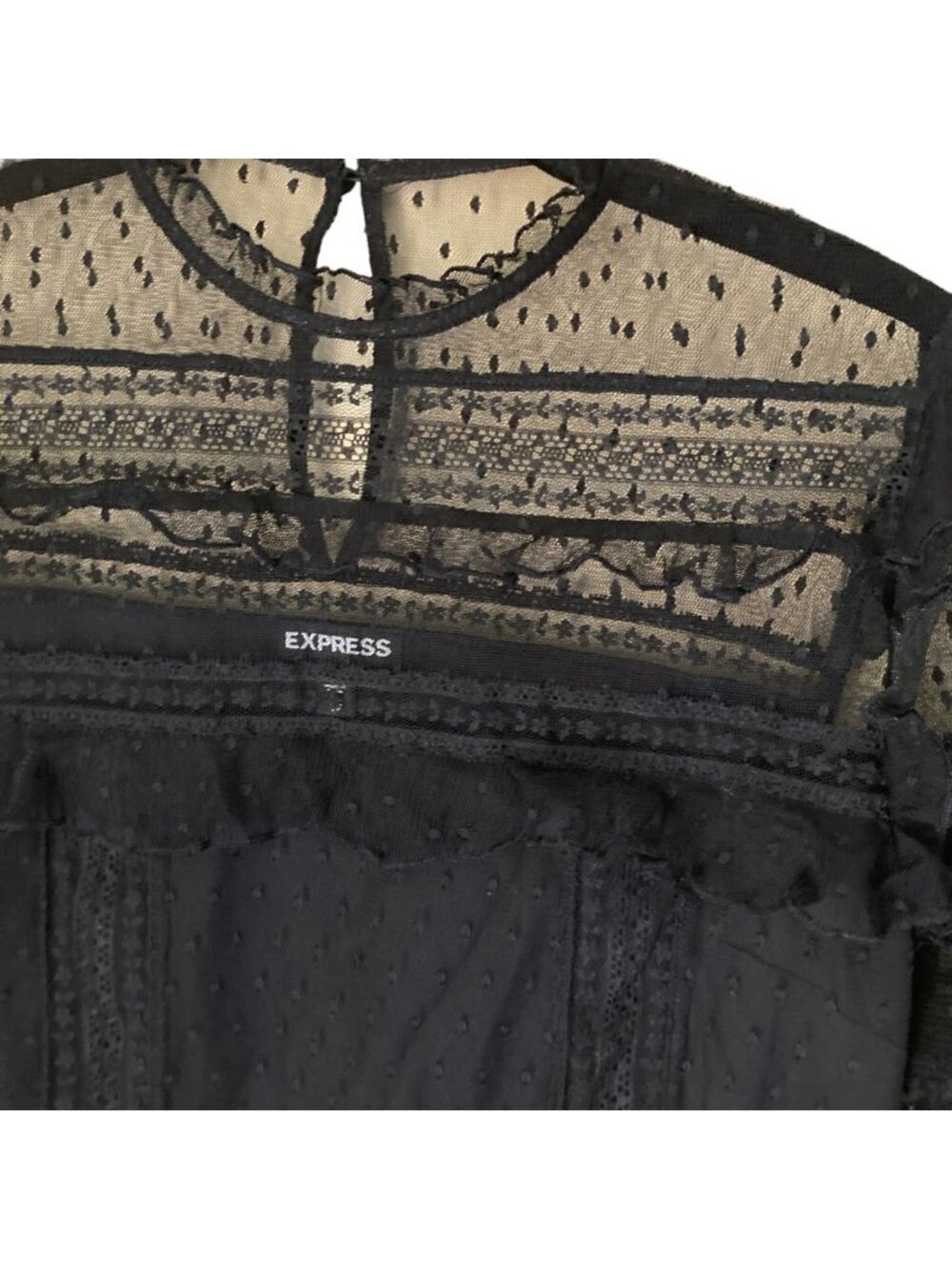 Sheer Ruffle Detail Blouse Black XS - Picture 5 of 5